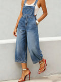 Women's Simple & Casual Denim Jumpsuit With Straps