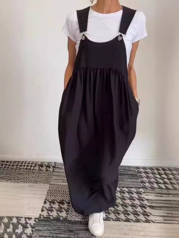 Relaxed Fit Cotton and Linen Suspender Dress