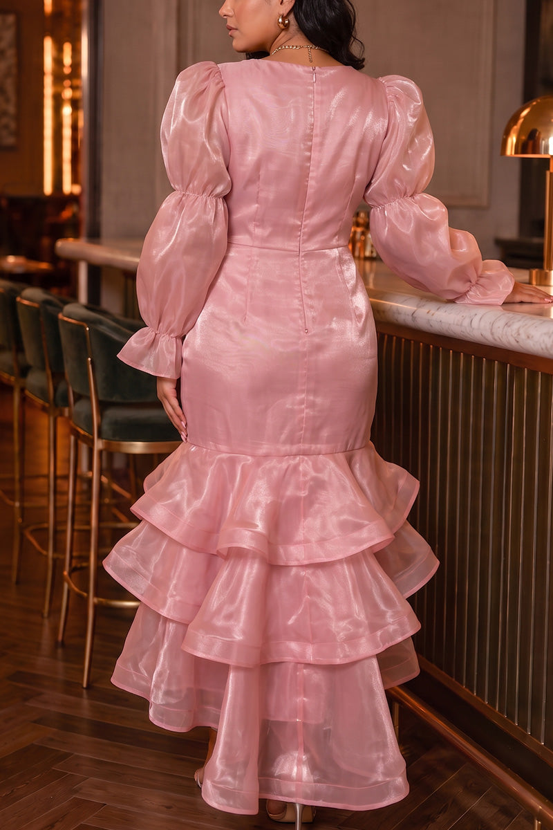Women's Long-Sleeve Mermaid Dress with Round Neck