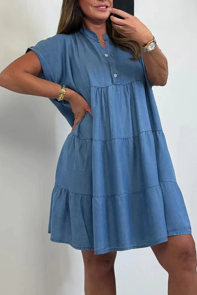 Women's V-neck Spliced Loose Dress