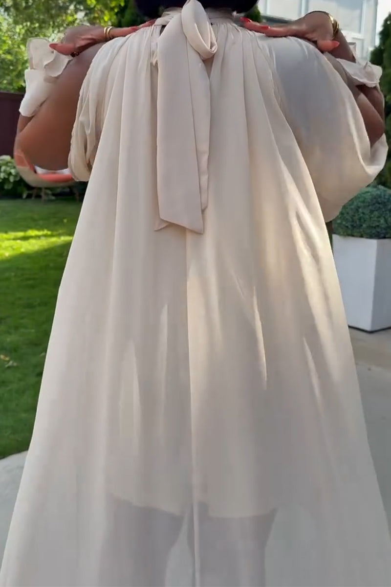 Women's Neck Hanging Irregular Solid Color Elegant Temperament Dress