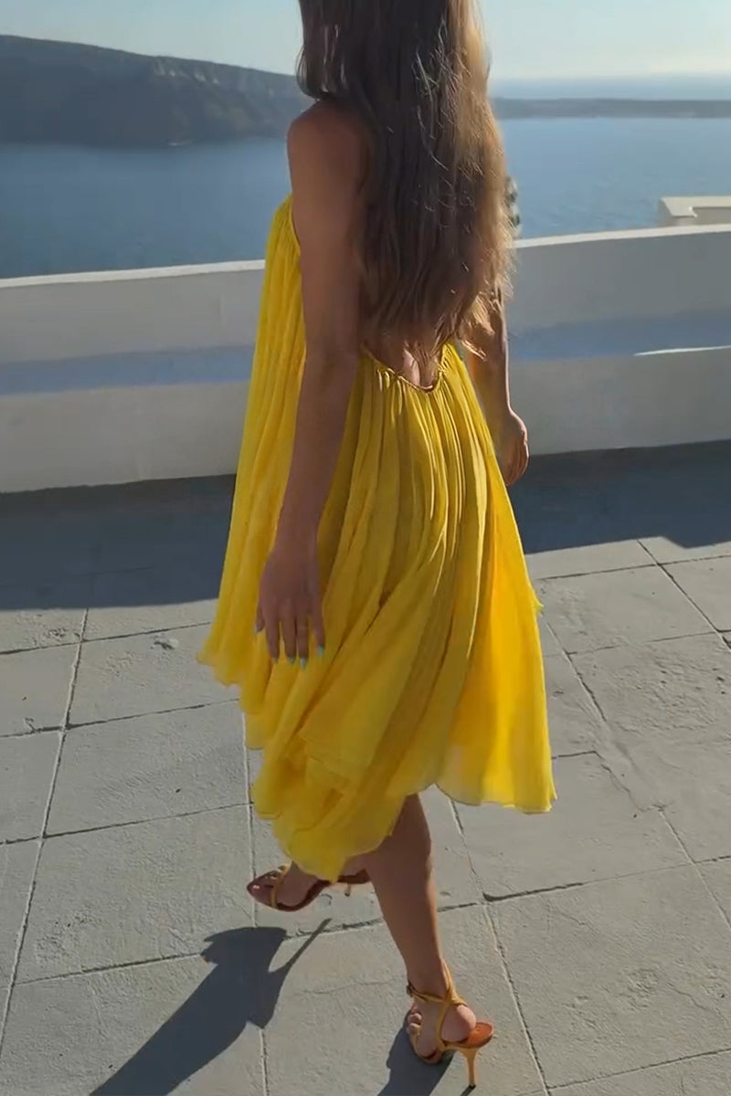Women's Vacation High-Low Backless Mesh Midi Dress