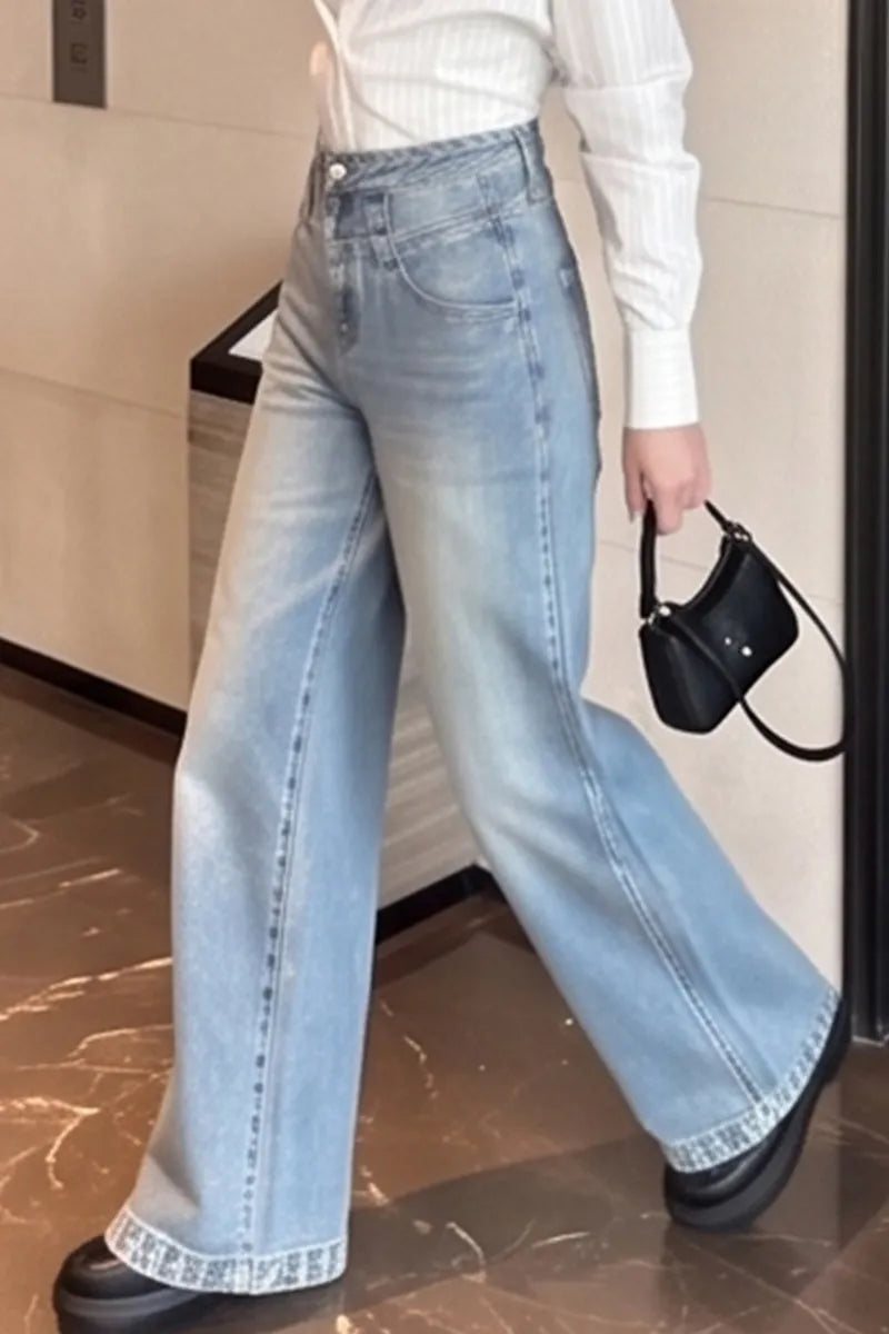 Women's Casual Loose Fit Wide Leg Jeans