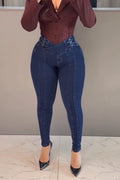 Women's High Waisted Patchwork Tight Jeans