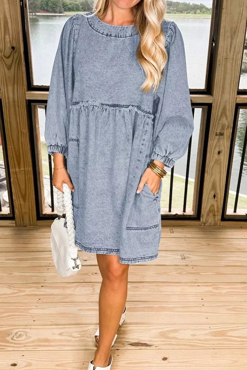 Women's Casual Loose Denim Mini Dress
