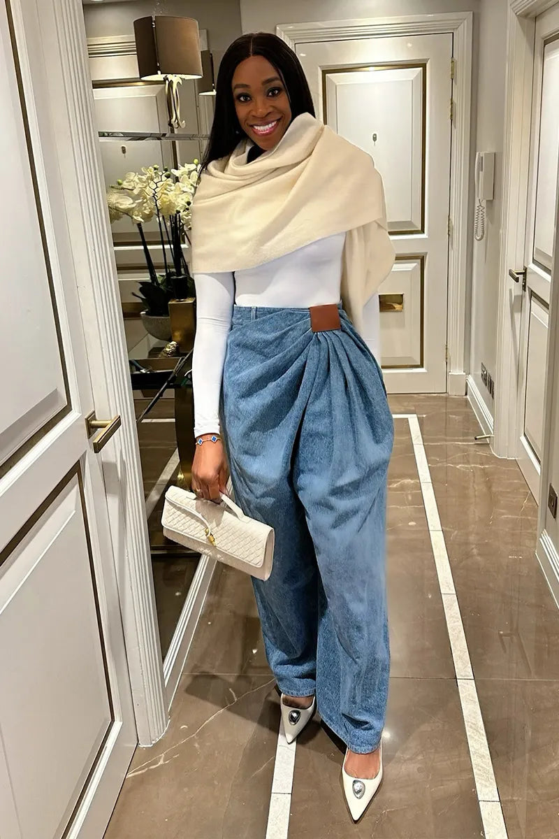 Women's Street Style Flared Jeans with Chic Waist Design