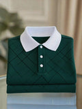 Men's Business Casual Logo Button Short Sleeve Polo Shirt