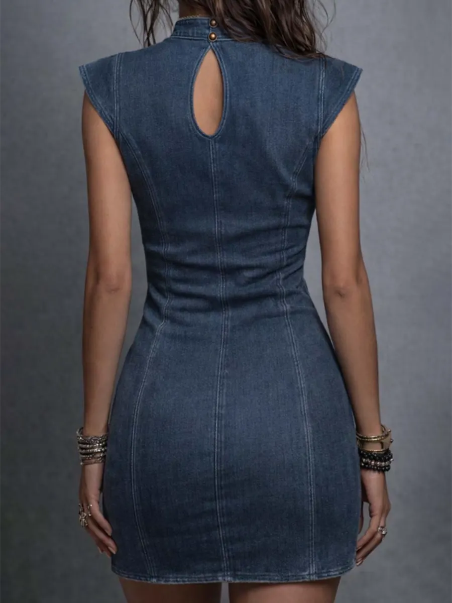 Sexy Cutout Denim Bodycon Mini Dress