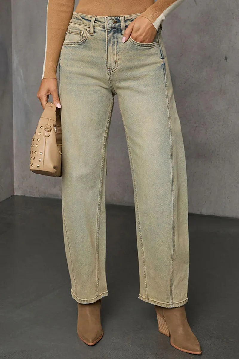 High Street Straight Leg Stretch Jeans For Women