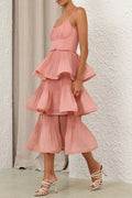 Elegant Women's Long Strappy Dress With Tiered Skirt