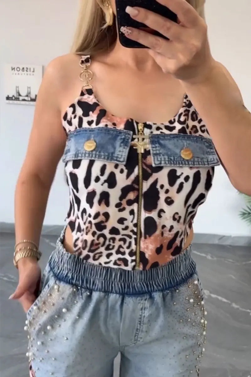 Women's Leopard-Panel Vest or Rhinestone Beaded Jeans
