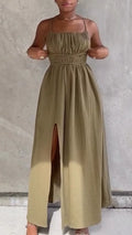 Women Camisole Waist Cinched Backless Casual Dress
