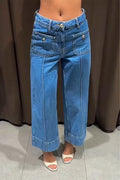 Women's Patchwork Pocket Casual Wide Leg Jeans