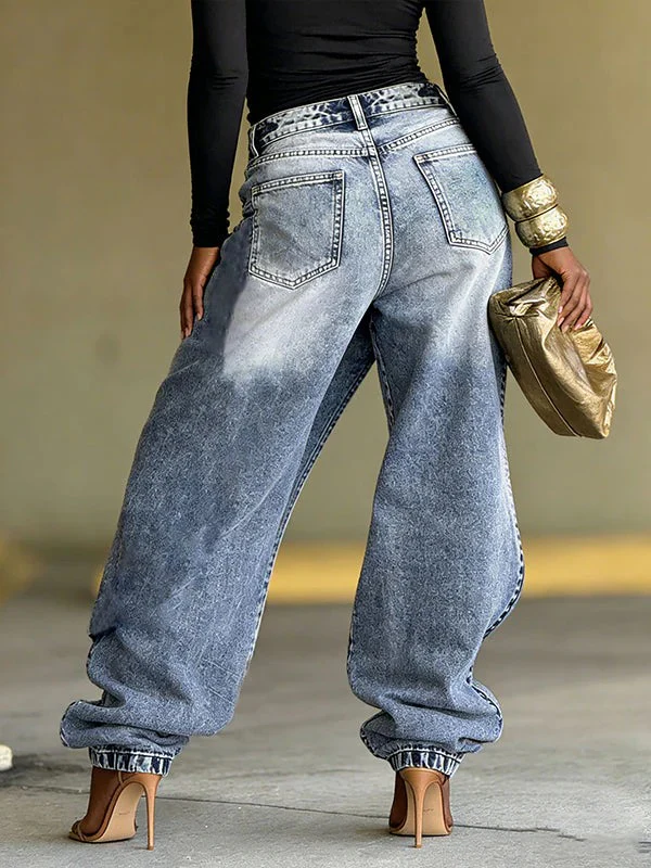 Women's Ripped Fringed Loose Jeans