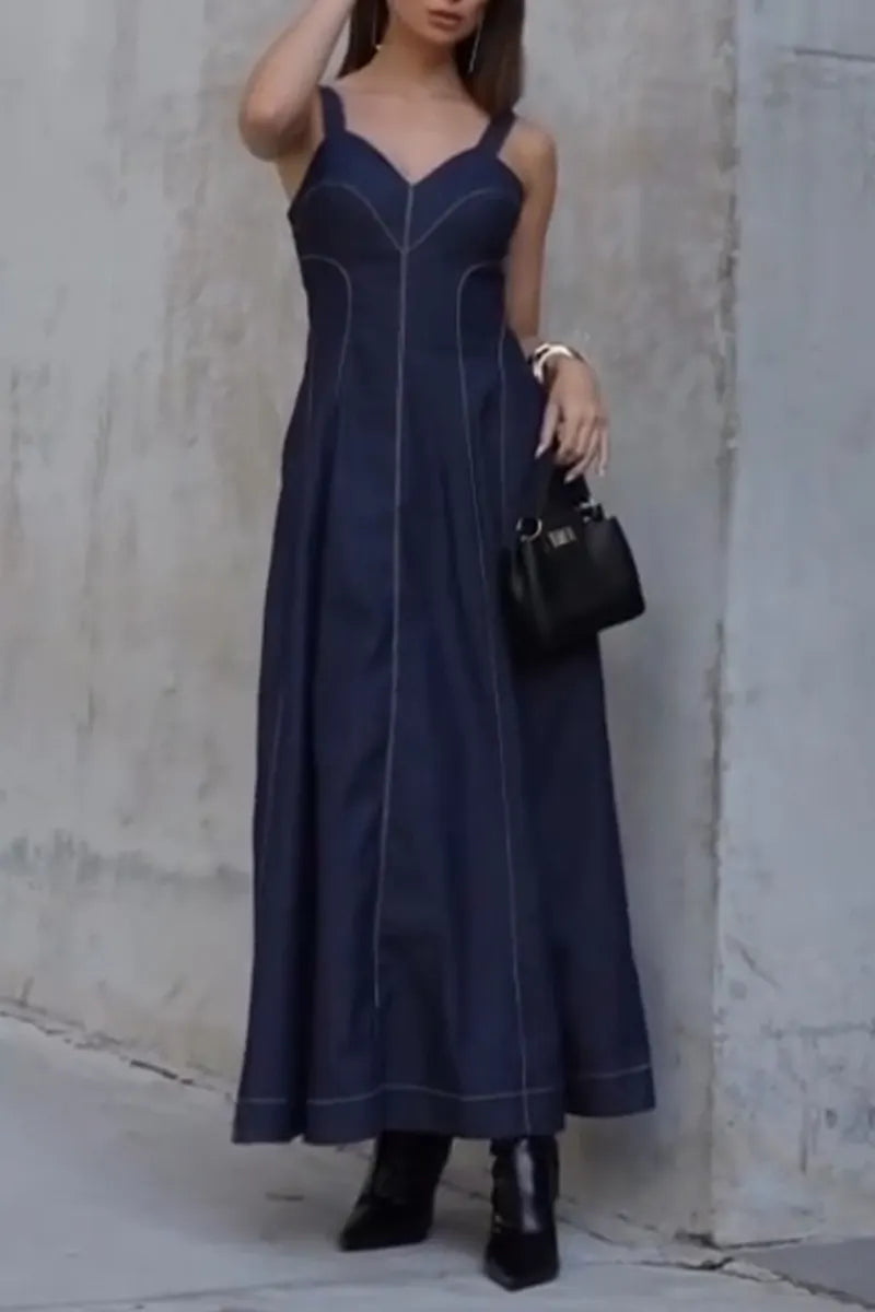 Women's Elegant Tailored Cami Denim Dress