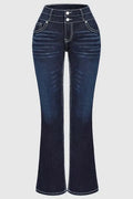 Women's Vintage Embroidered Two-Button Fly Jeans