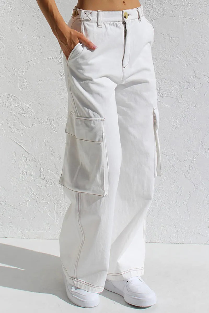 Ladies' Stylish Utility Cargo Jeans With Pockets