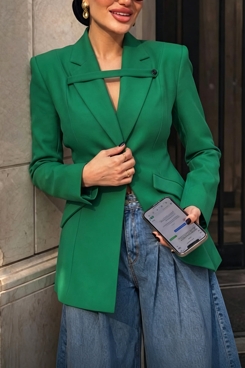 Women's Fashion Lapel Blazer or Curved Loose Jeans