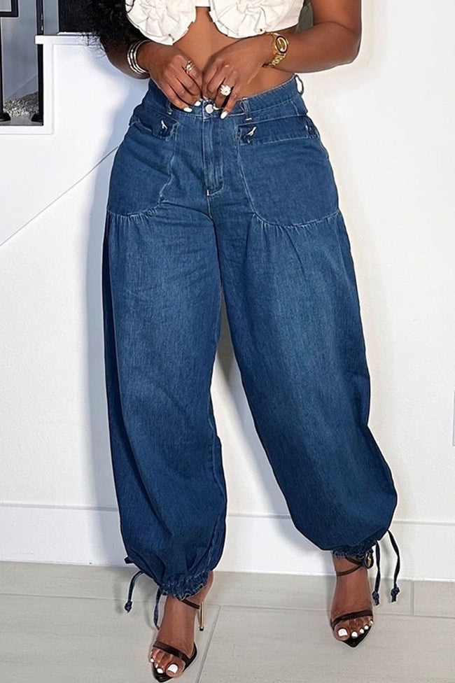 Women's Versatile Side-Zip Wide-Leg Jeans