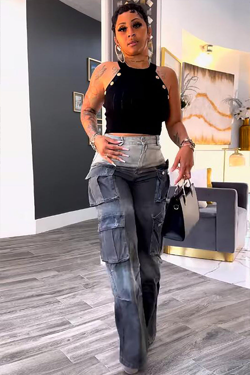 Women's High Waist Tie-Dye Wide Leg Jeans