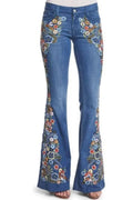 Women's Statement Floral Embroidered Flare Jeans