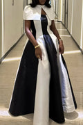 Women's Elegant Party Color Block Two Piece Maxi Dress