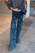 Women's Casual Versatile Wide Leg Pattern Print Jeans