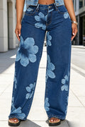 Women's Casual Printed Wide Leg Jeans