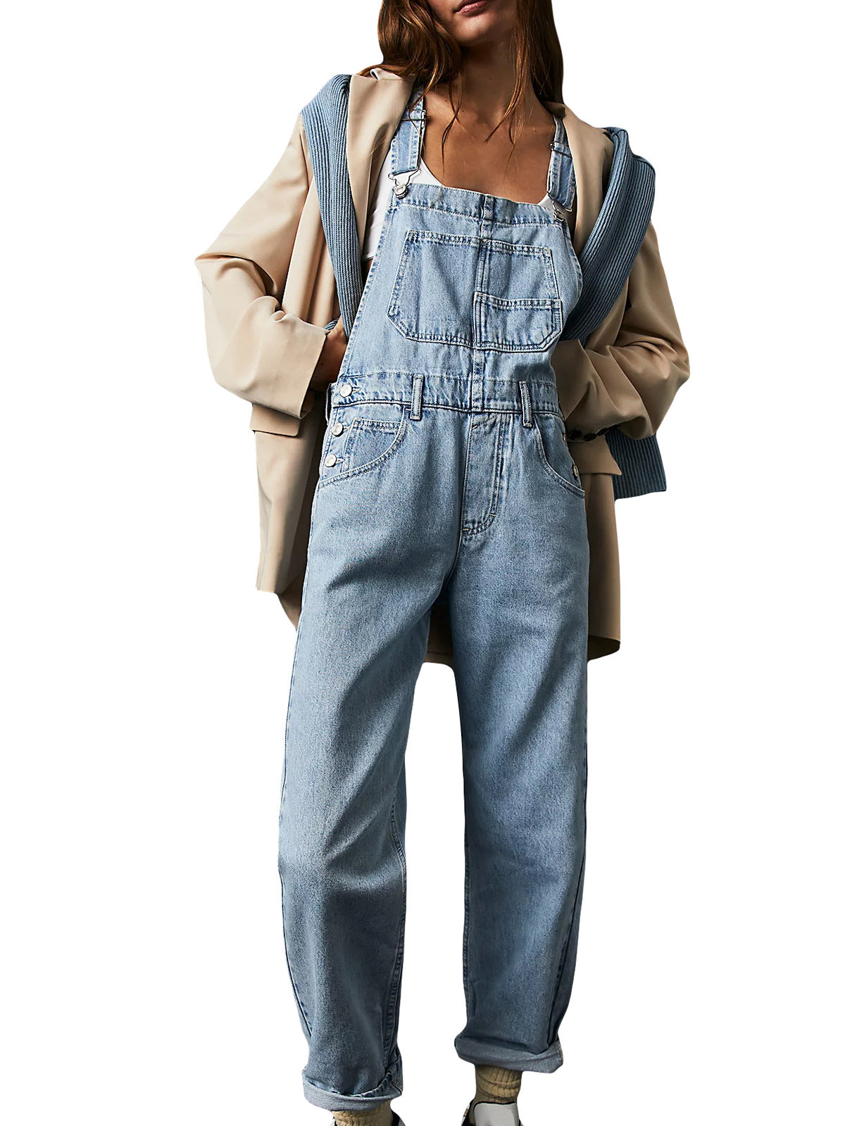 Casual Washed Loose Denim Overalls