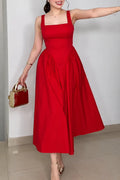 Women's Elegant Bow Lace-Up A-Line Midi Dress