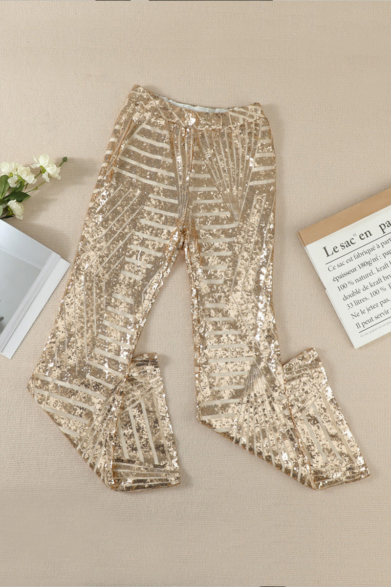 Women's Stylish Sequin Paneled Straight Leg Pants
