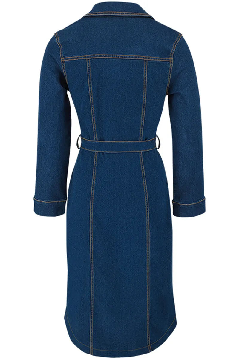 Women's Versatile Stretch Denim Midi Dress