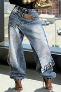 Ladies' Hot Selling Casual Asymmetrical Overlapping Jeans