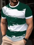 Men's Business Stripe Logo Print Short Sleeve T-Shirt