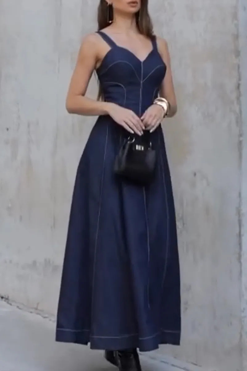 Women's Elegant Tailored Cami Denim Dress
