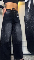 Women Rhinestone Washed Casual Jeans