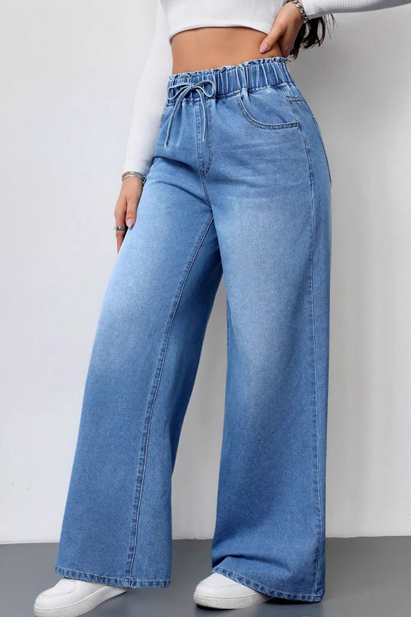 Women's Bow Tie Drawstring Relaxed Fit Jeans
