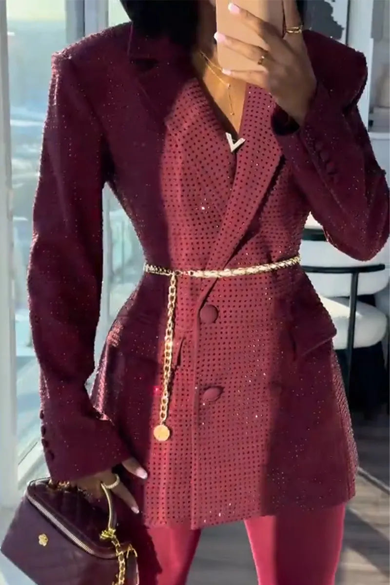 Women Lapel Hot Diamond Temperament Commuting Formal Blazer