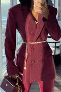 Women Lapel Hot Diamond Temperament Commuting Formal Blazer