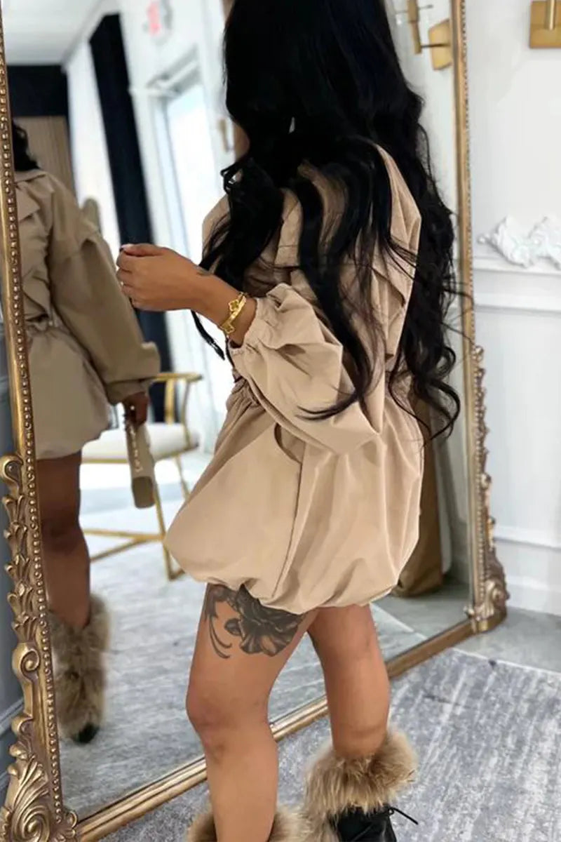 Women's Collar Top+ Shorts Elegant Casual Suit