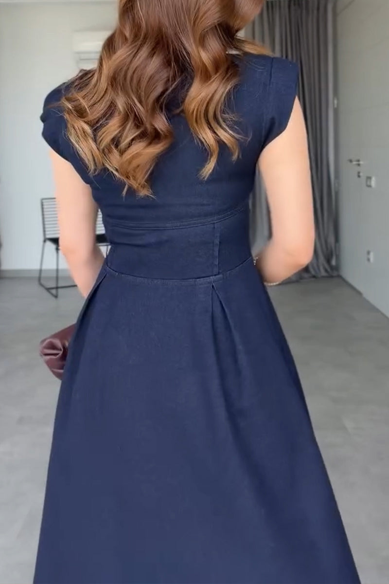 Women's Elegant Simple Zipper Denim Dress