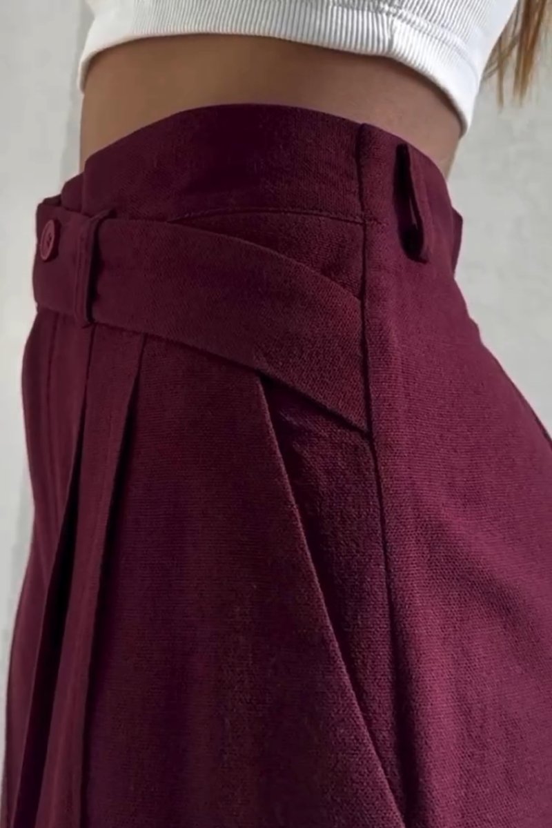 Women's Casual Asymmetric Waist commuting Wide Leg Pants