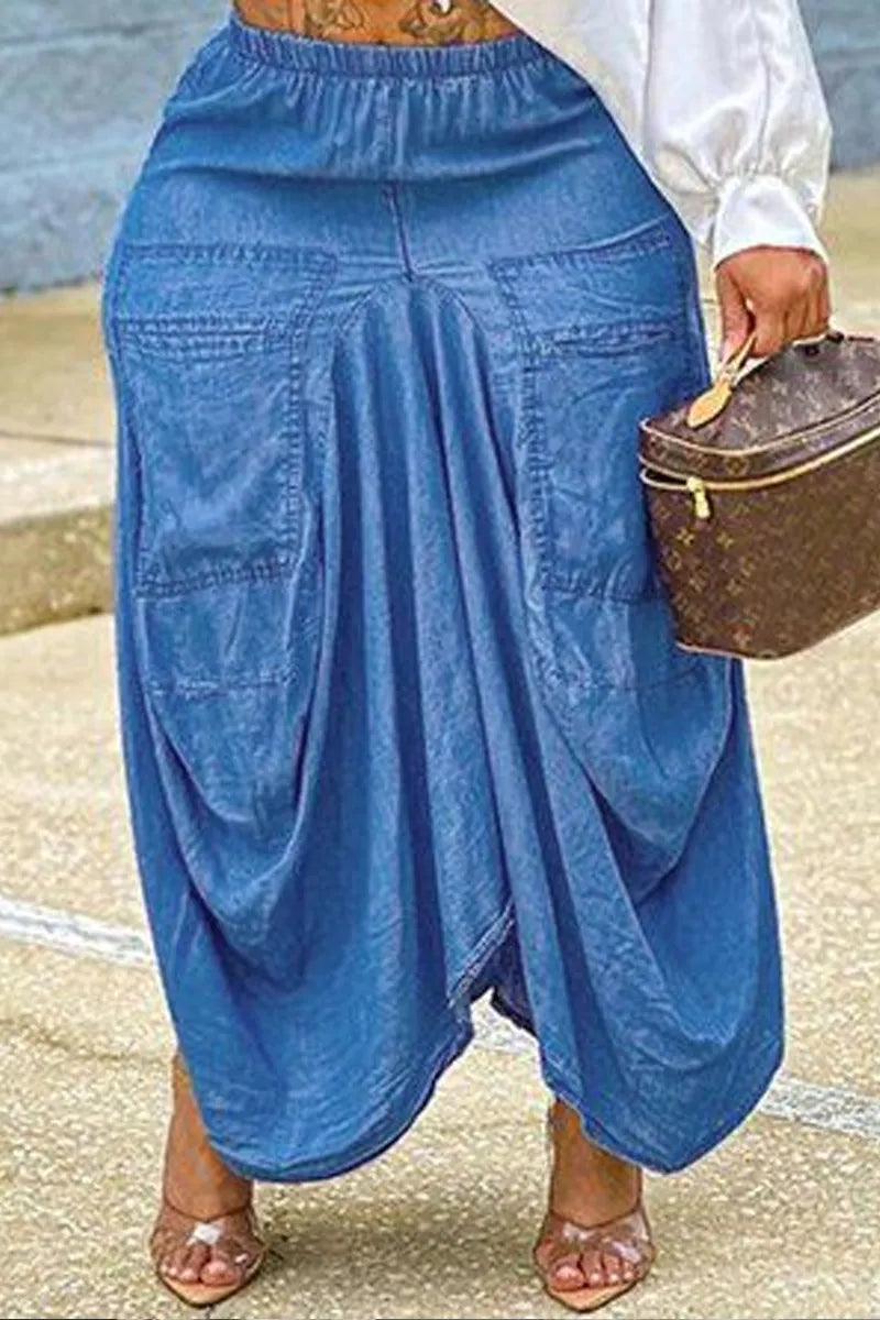 Ladies' Hot Selling Casual Street Design Denim Long Skirt
