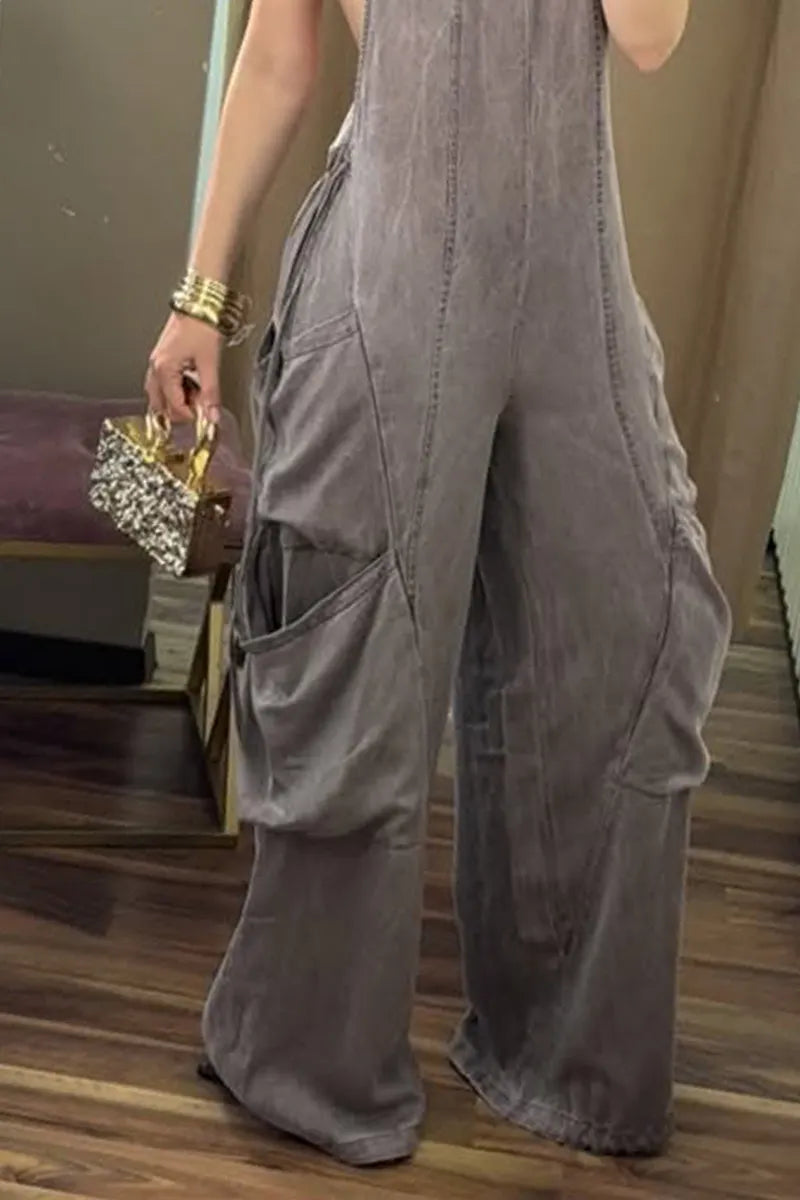 Ladies' Hot Selling Casual Workwear Denim Jumpsuit For Spring And Summer