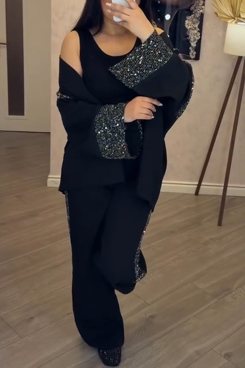Women's Patchwork Sequined Jacket or Casual Pants