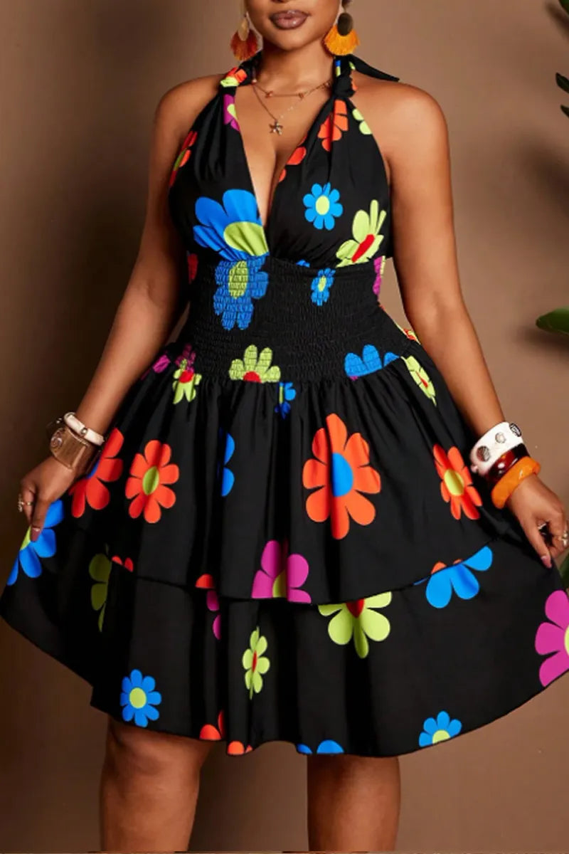 Ladies' Sweet Flower Printed Elegant Fashion Dress