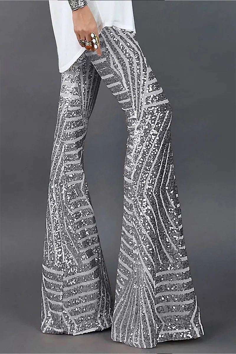 Women's Stylish Sequin Paneled Straight Leg Pants