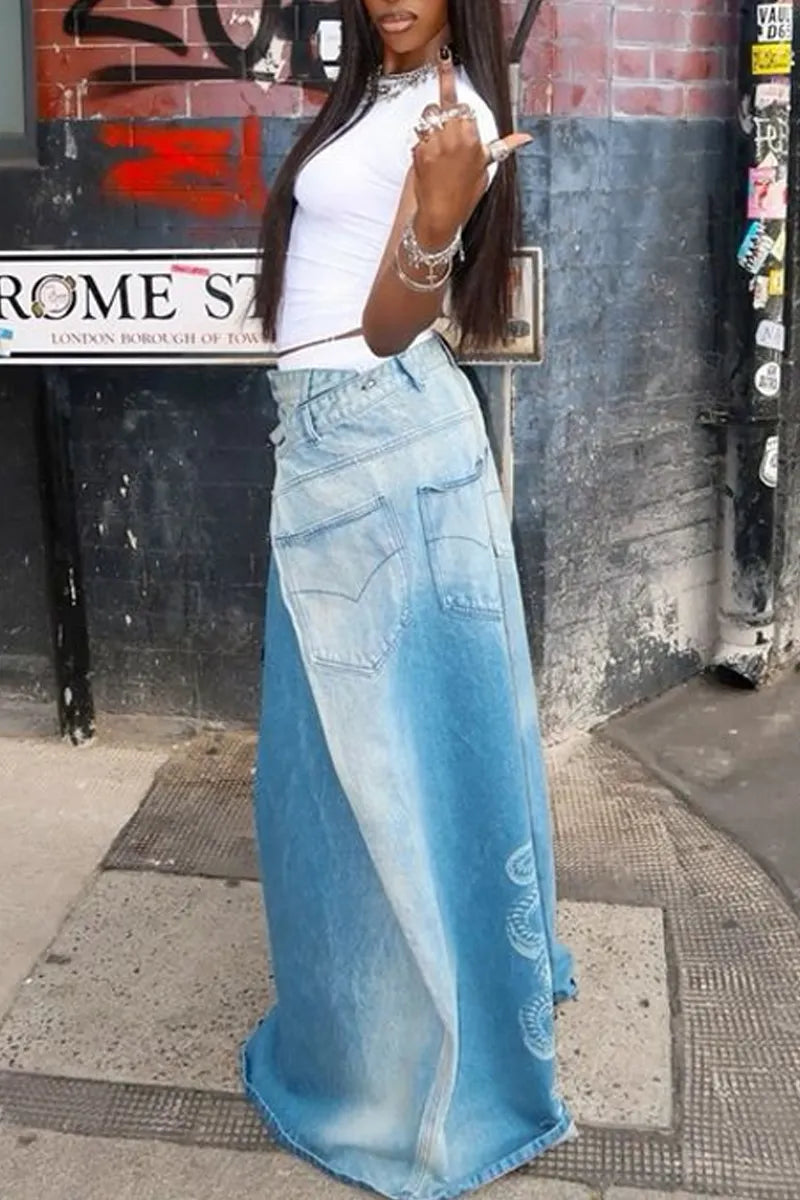 Ladies' Hot Selling Two-Piece Casual Wide Leg Jeans