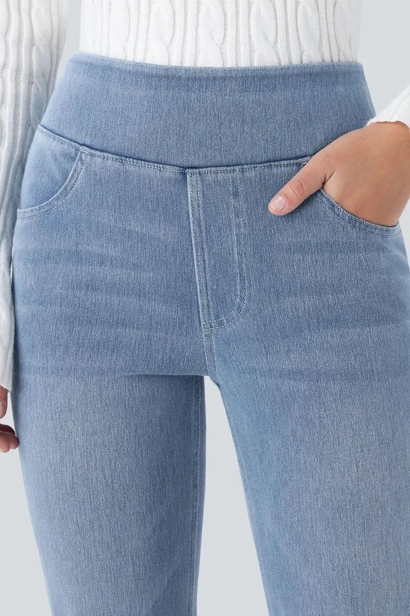 Ladies' Fashion Slim-Fit Draping Jeans