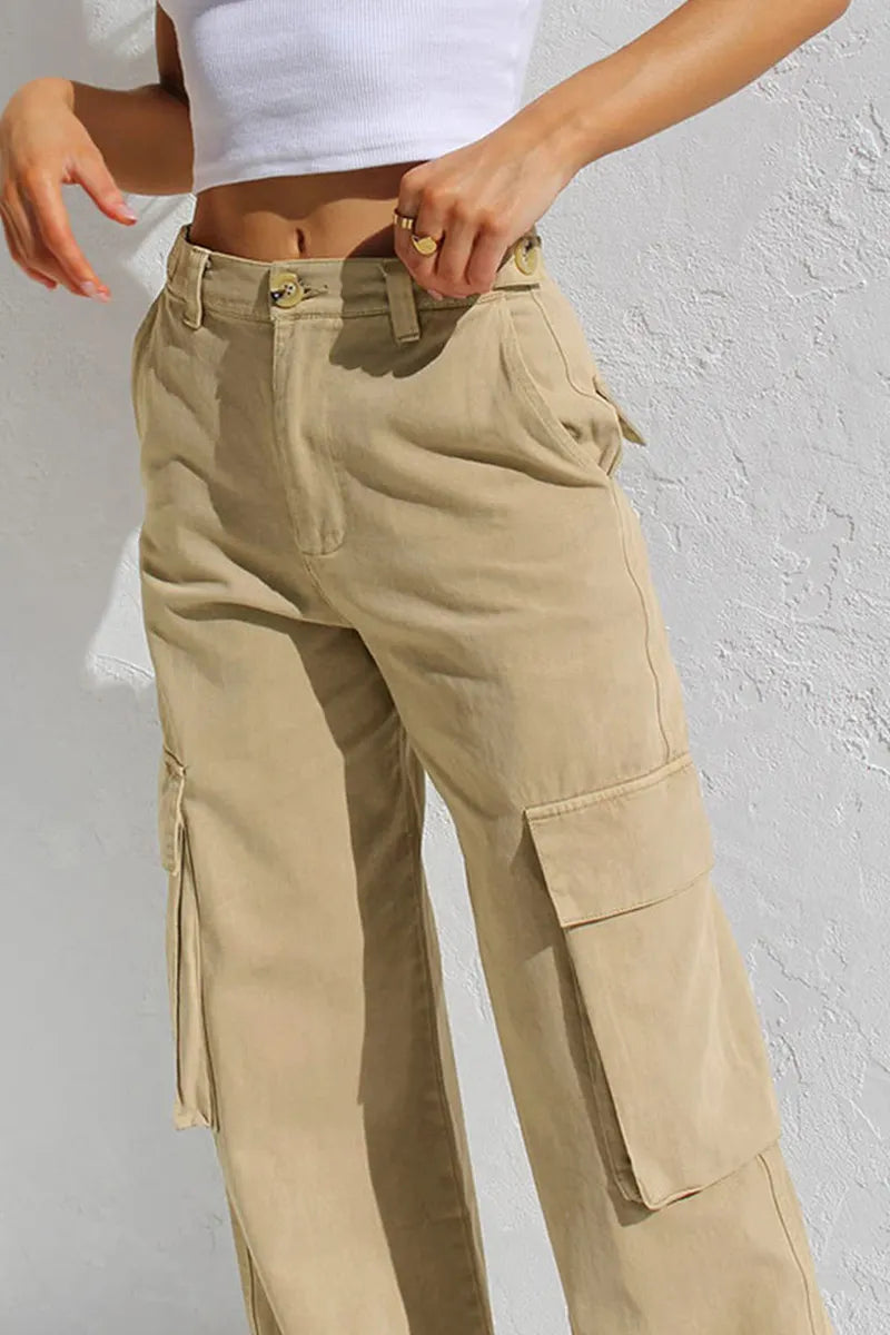 Ladies' Stylish Utility Cargo Jeans With Pockets